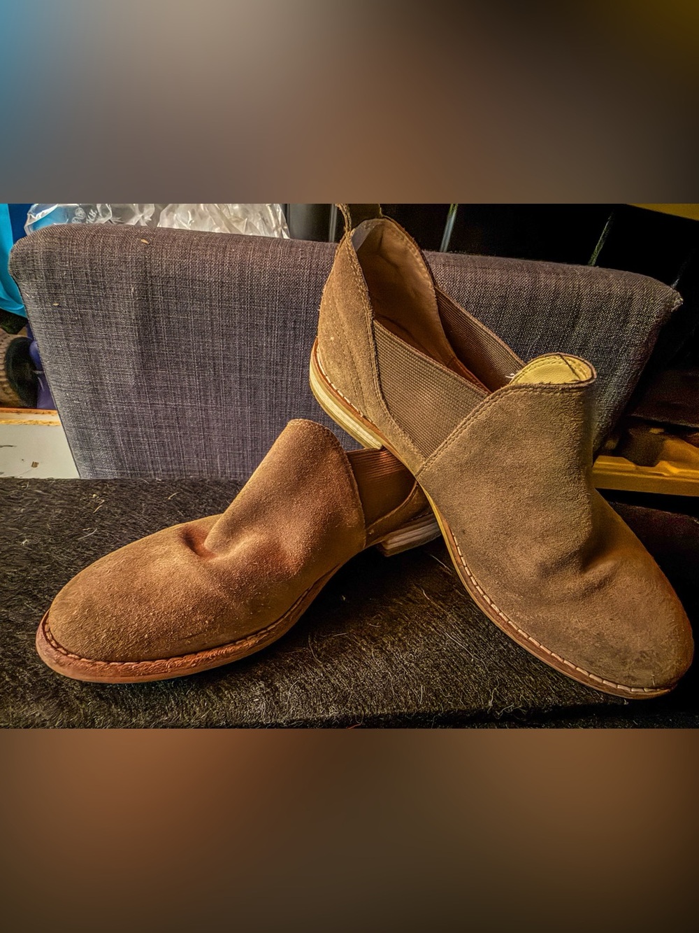 Clarks Women's Brown Suede Slip-On Ankle Booties